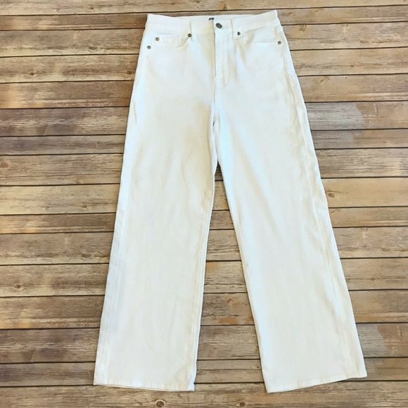 Denim - 7 For All Mankind White Cropped Wide Leg Jeans